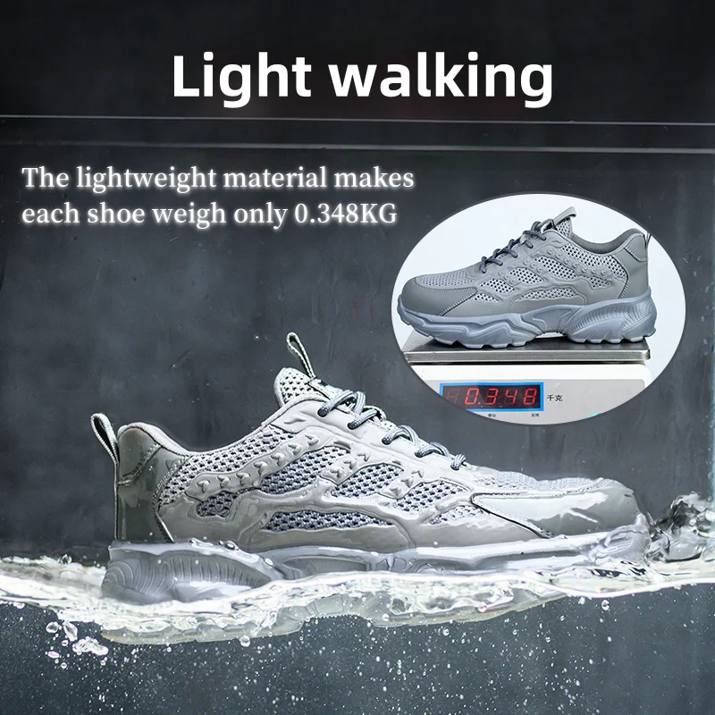 New Big Mesh Sneakers with Iron Toe Summer Fashion Men's Boots Safety Shoes Light Ankle Boots for Women Men's Work Safety Boot