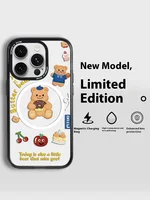 Apple 16promax mobile phone case magnetic belt bracket 15Pro new cartoon  ultra-thin protective case 15promax anti-drop case