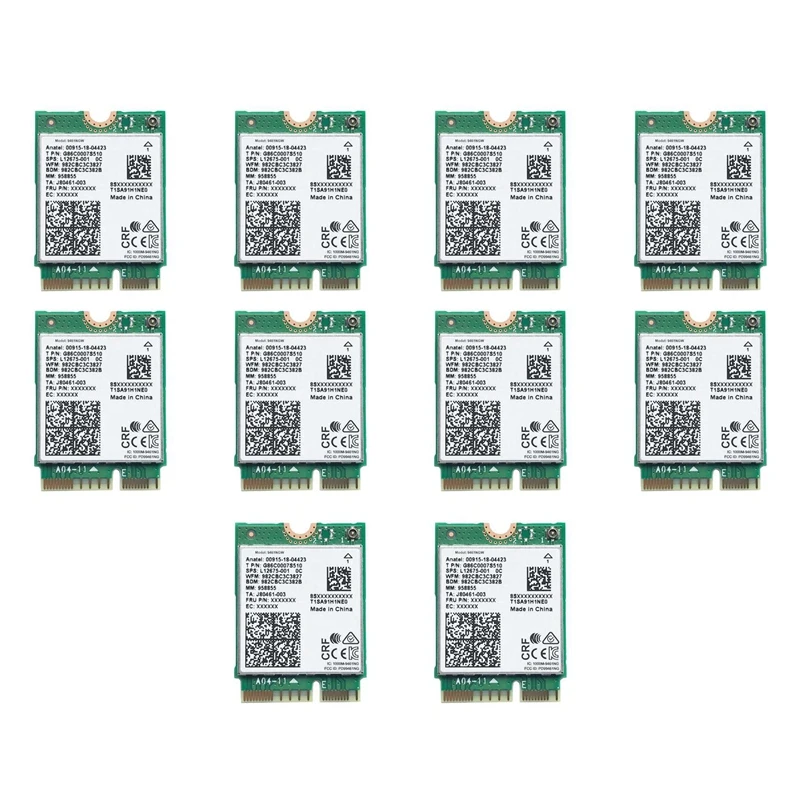 

10X For 9461NGW Wifi Card AC 9461 2.4G/5G Dual Band 802.11AC M2 Key E CNVI Bluetooth 5.0 Wireless Adapter