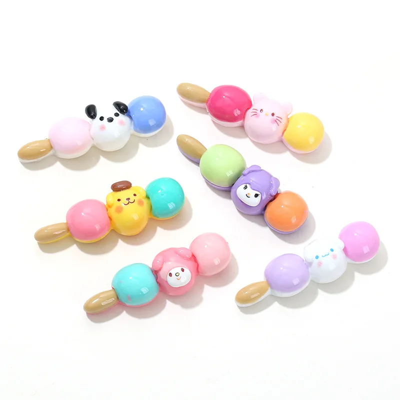 

10Pcs Kawaii Resin Accessory Sanrio Kitty Mymelody Kuromi Cinnamoroll Anime Cute Diy Cup Hair Clip Decoration Keychain Material