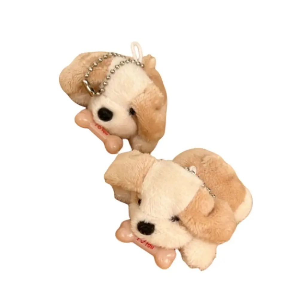 Stuffed Animal Plush Bone Puppy Dog Doll Cartoon Cute Plush Puppy Keychain Funny Fashion Car Pendant Backpack Pendant