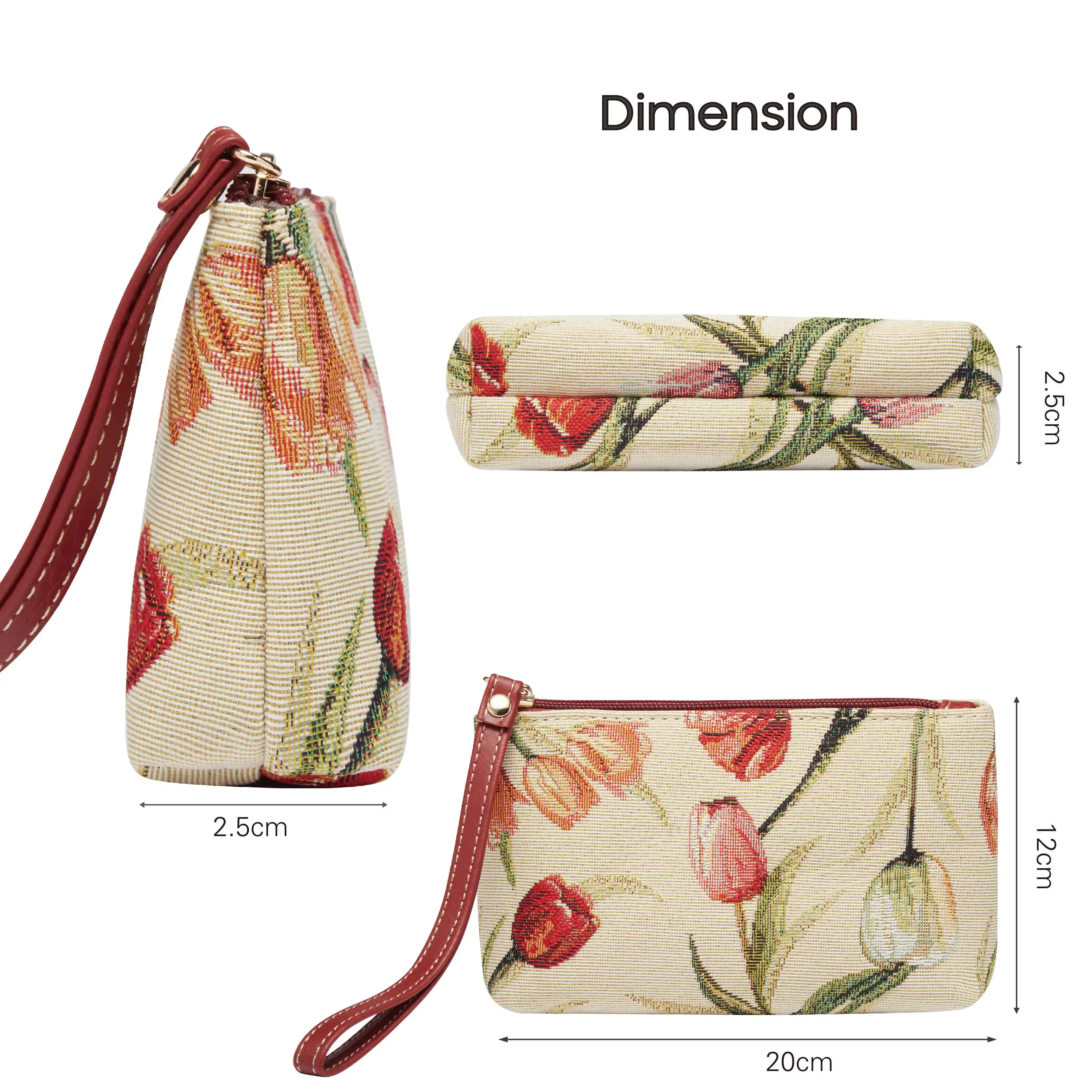 SAJA Coin Purses Wristlets Wrist Bag Women's Wallet Tapestry Bags Pouch Tulip Flower Lipstick Credit Cards Cash Holder For Girl