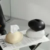 Creative Pebble Shape Ceramic Tissue Box Living Room Ornament Extractable Napkin Box Round Tissue Storage Tube Home Decoration 4