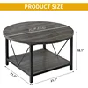 Round Coffee Table,  2 Tier Circle Table with Open Storage Shelf, Rustic Wood Coffee Table with Metal Frame, Easy Assembly 2