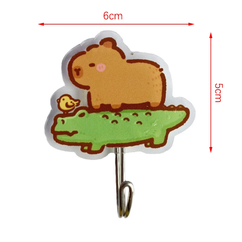 Cute Wall Hooks Key Holder Door Hanging Self Adhesive Wall Hanger Cartoon Capybara Hook For Kids Room Home Decor 6