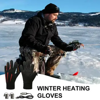 Winter Fishing Gloves 2 FingerFlip Waterproof Winter Heating Gloves Windproof Men Women Warm Protection Fish Angling Gloves 2