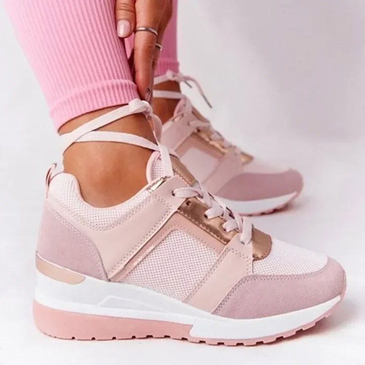 Women sports shoes Tennis Shoes Women Lace Up Walking Wedge Sneakers for Outdoor Comfortable Walking Shoes Plus Size 35-43
