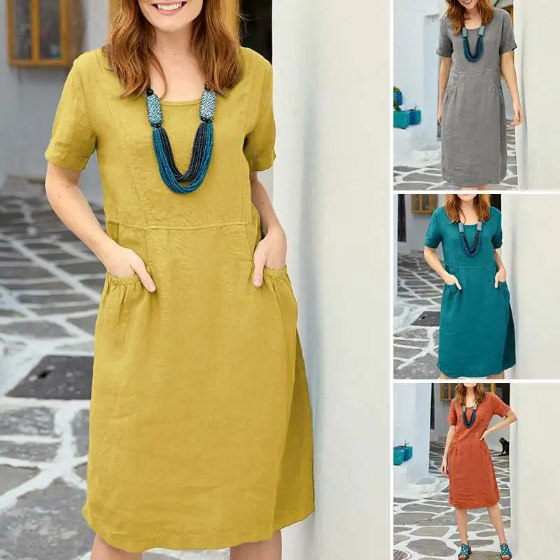 Cotton Linen Summer Dress for Women