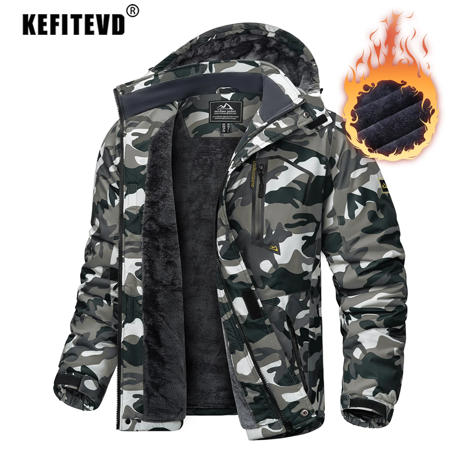 Winter Ski Jacket Men's Warm Fleece Lined Jackets Heavyweight Coat 3