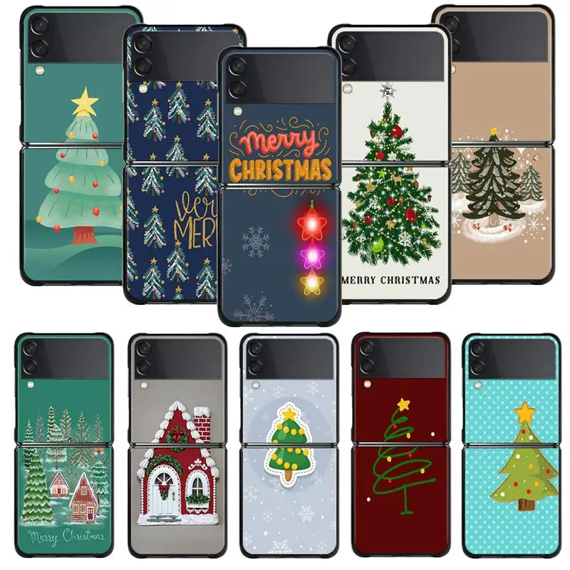 Custodia Per Telefono Per Samsung Galaxy Z Flip 5 Z Flip 4 Z Flip3 5G Shell Per Galaxy Z Flip Hard Cover Merry Christmas Star Light Tree