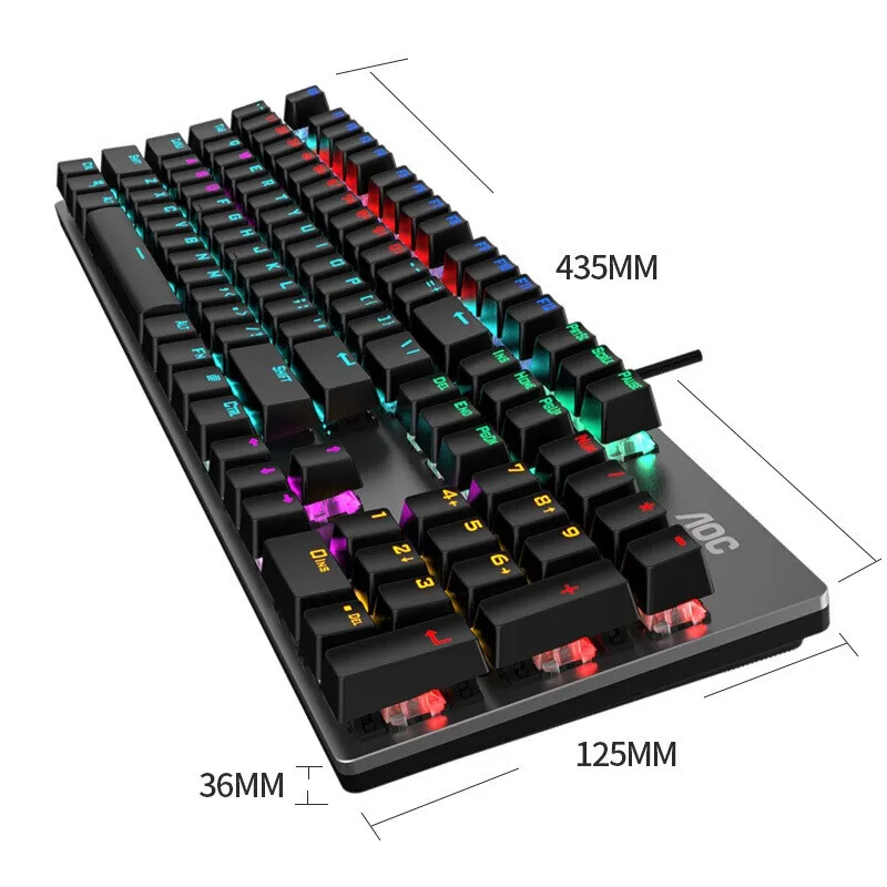 Механическая клавиатура AOC GK410, игровая полностью клавишная клавиатура с металлической панелью, с переключателем синего и черного чая (art.: 3920c55fd0101) - 3920c55fd0101