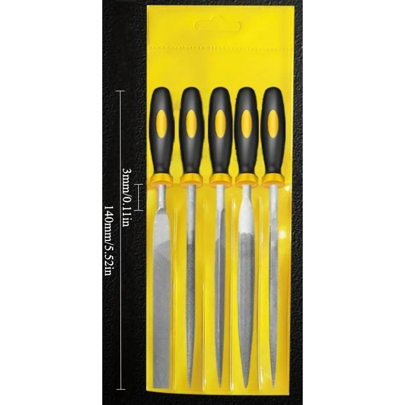 3*140/4*160mm 5 pz Set di lime in acciaio legato Lime a mano triangolari quadrate piatte semicircolari rotonde di precisione per la lavorazione del legno