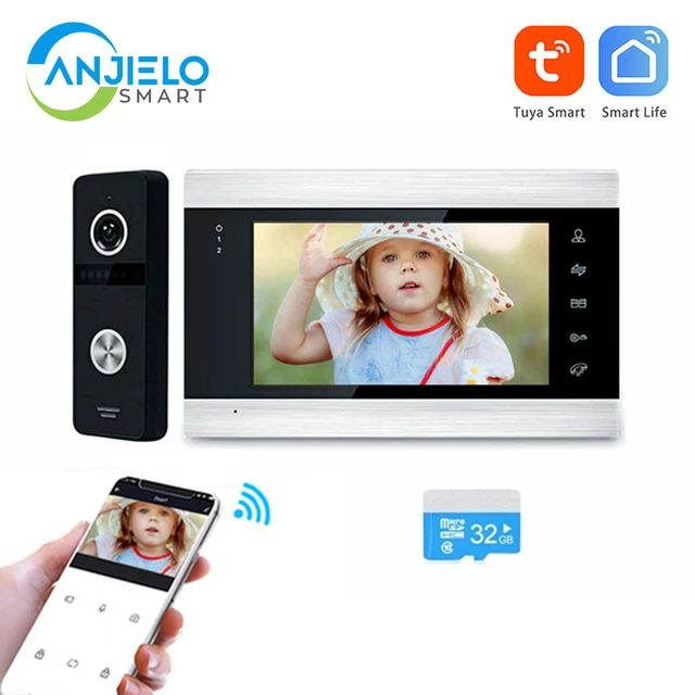 Système d'interphone vidéo intelligent sans fil Tuya, sonnette IP, moniteur  à écran tactile, prise en charge de la caméra 1080P, déverrouillage par mot  de passe, Wi-Fi, 7 pouces - AliExpress