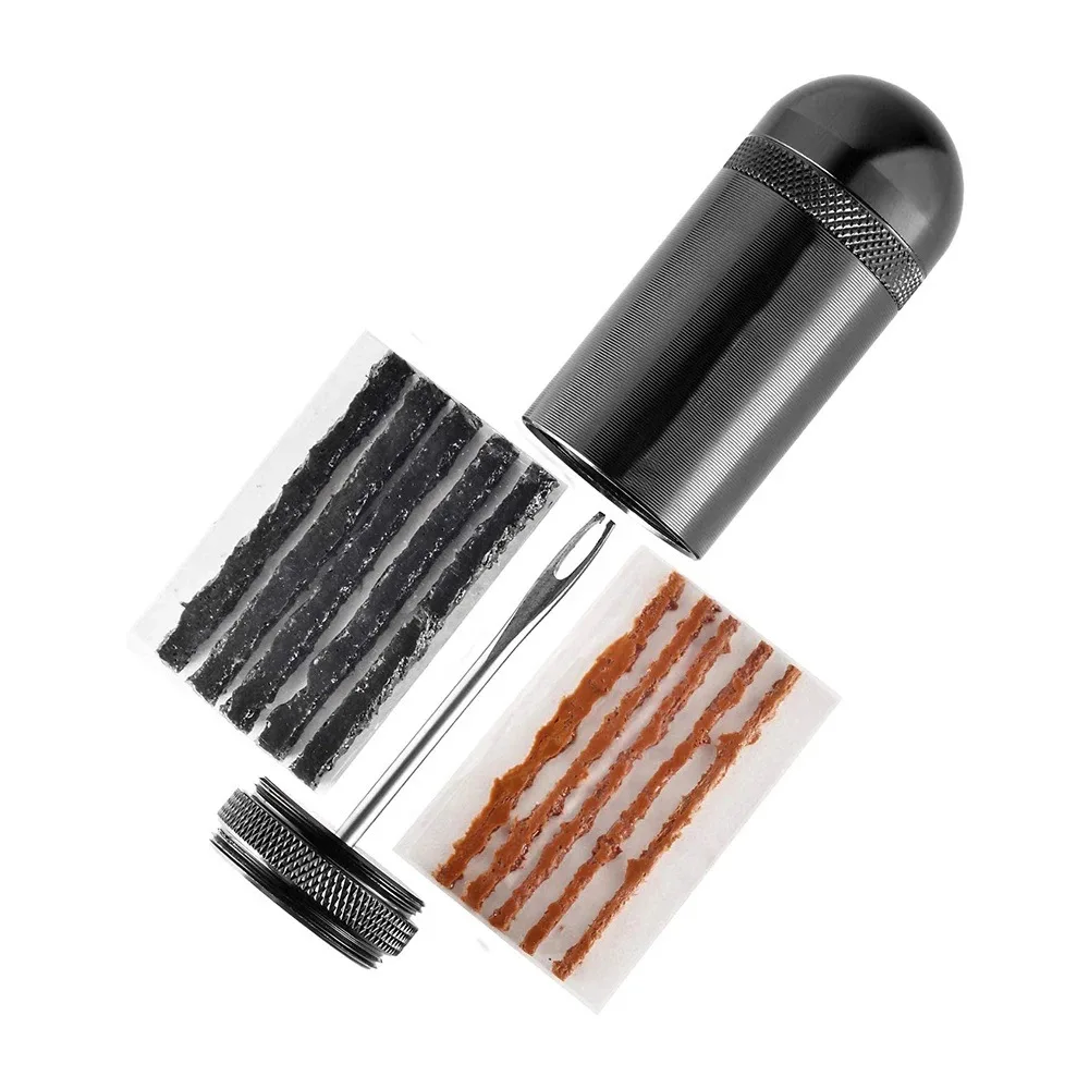 Kit De Réparation Pour Pneu Tubeless Vélo - Mèches Et Outil - Boîtier De Rangement
