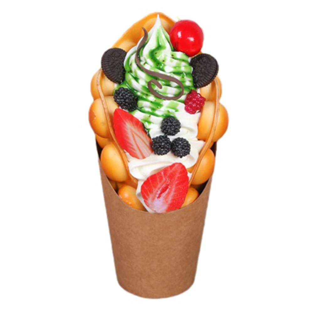 

Simulated Egg Waffle Ice Cream Cake Dessert Shop Display Gourmet Ice Cream Food Model Home Decorative Ornaments