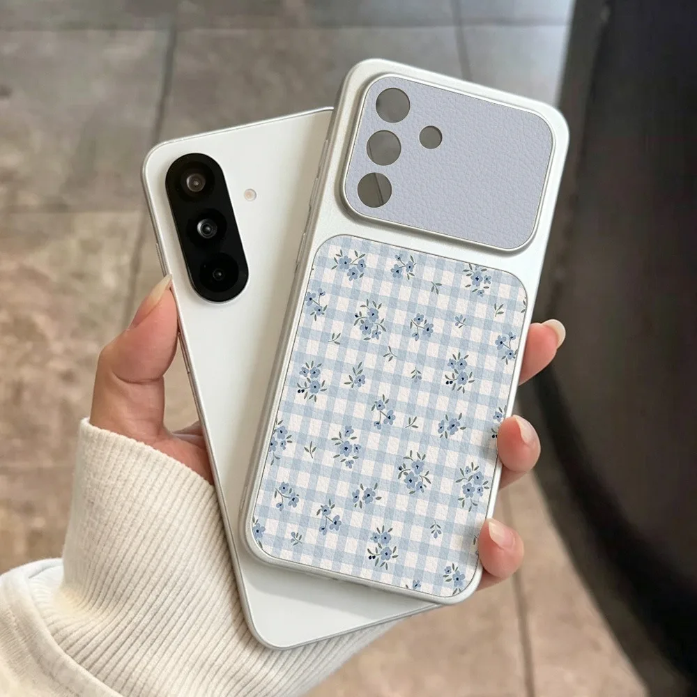 Blue Plaid Floral TPU Phone Case Cover