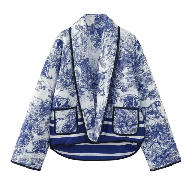 Puffer Coats Quilted Women Long Sleeved Short Cardigan