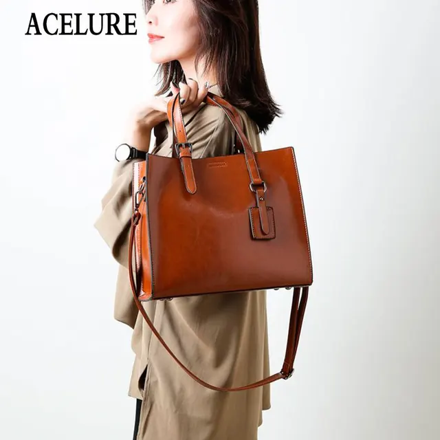 BS ACELURE Solid PU Leather Handbags Large Women Bag High Quality Casual Female Shoulder Bags Trunk Tote Ladies Messenger Bags 6