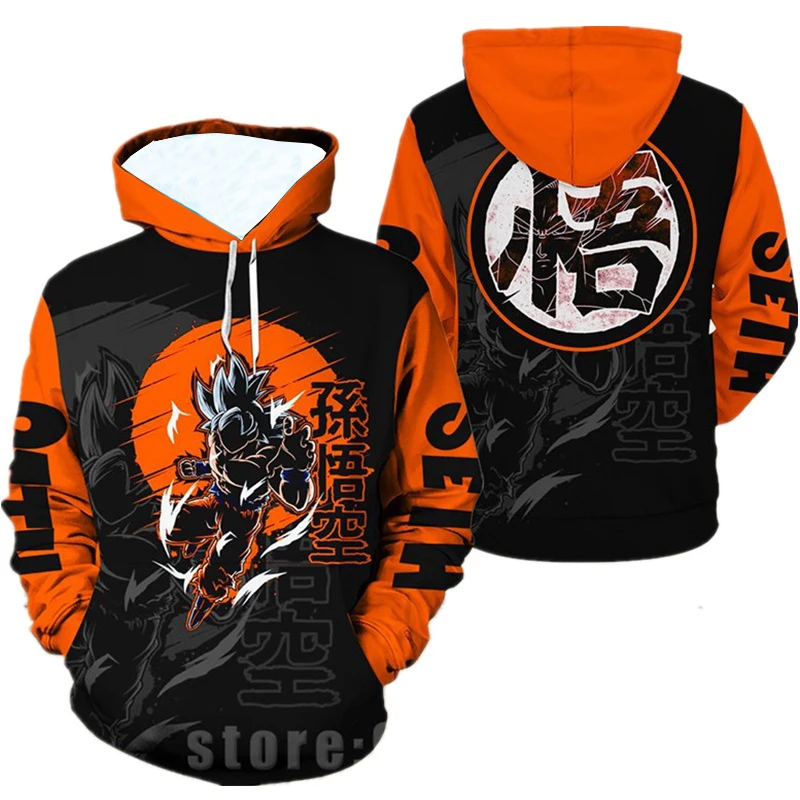 Fall Winter Funny Anime Wukong Cosplay 3D Printing Men's Sweatshirts Fashion Daily Hooded Pullover Long Sleeve Tops Clothing