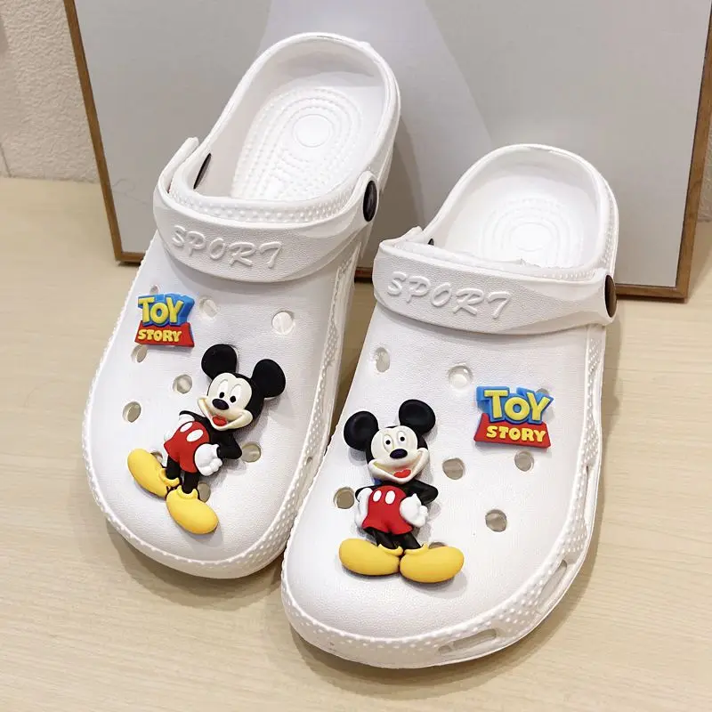 

Disney Childrens' Sandals White Eva Garden Shoes Cartoon Mickey Minnie Mouse Slippers Summer Beach Open Peep Toe Shoes Size 36-4