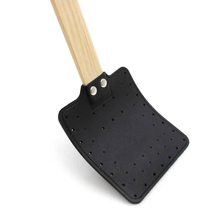 Manual Fly Swatter Sturdy Heavy Duty Leather Fly Swatters Indoor/Outdoor Wooden Handle Indoor Outdoor Rustic Swatter