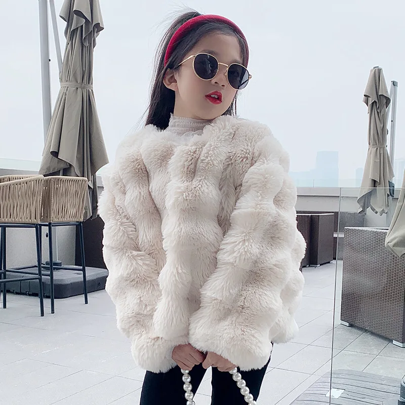 

Furs Coat Girls Winter Cotton Clip Thickening New Children Clothing Autumn Winter Tide Outerwear Soild Long Sleeve