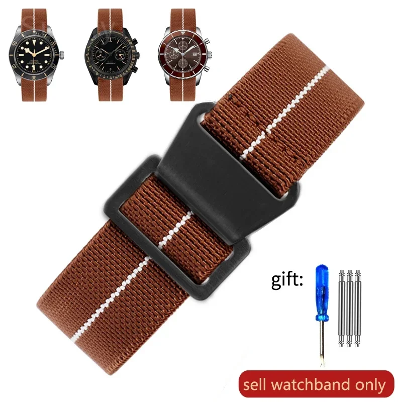 Vintage-Style French Parachute Elastic Nylon Watch Strap – Universal Men's Smartwatch Wristband (Classic 60s Inspired Design)
