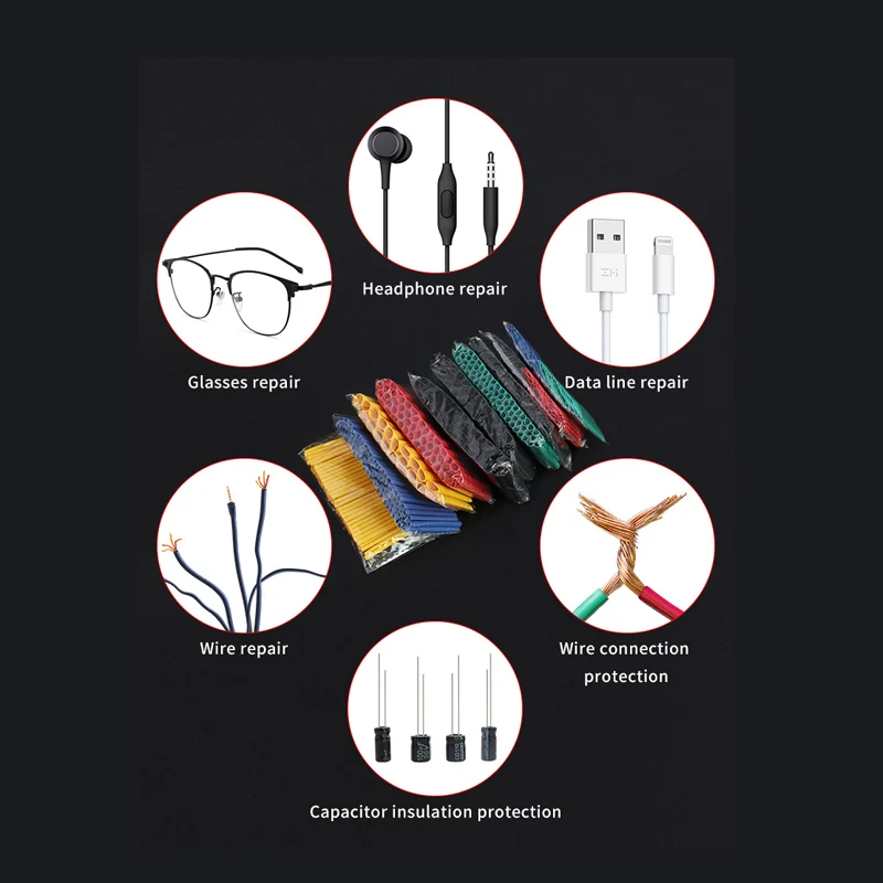Heat Shrink Tubing Kit Thermal Insulation Shrinking Tube Heat Shrink for Cables Wrap Electronic Kit