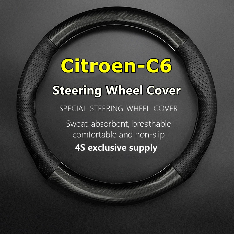 

No Smell Thin For Citroen C6 Steering Wheel Cover Genuine Leather Carbon Fiber Fit 360THP 400THP Nappa 2020 2021 2022
