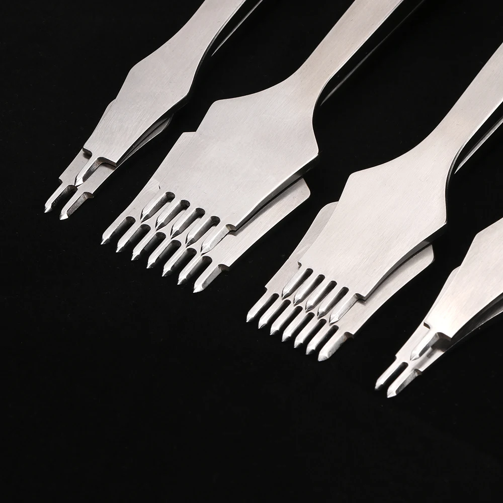 3mm 4mm Leather Stitching Prong Chisel 1 2 5 7 Prongs Sets Leather Craft Diamond Pricking Iron Set Diamond Chisel Prong Punch leather craft chisel