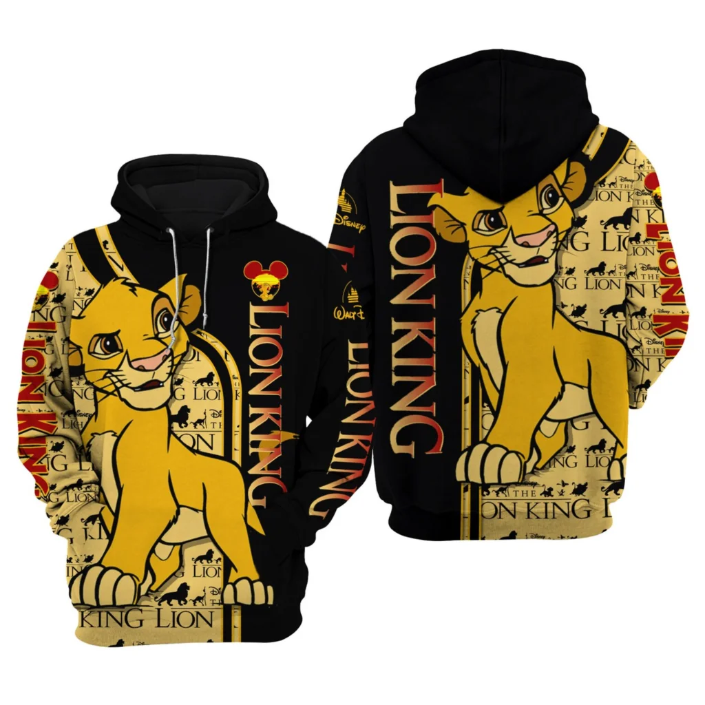 

Simba Lion King 3D Hoodie Cartoon The Lion King Disney Over Print 3d Zip Hoodie