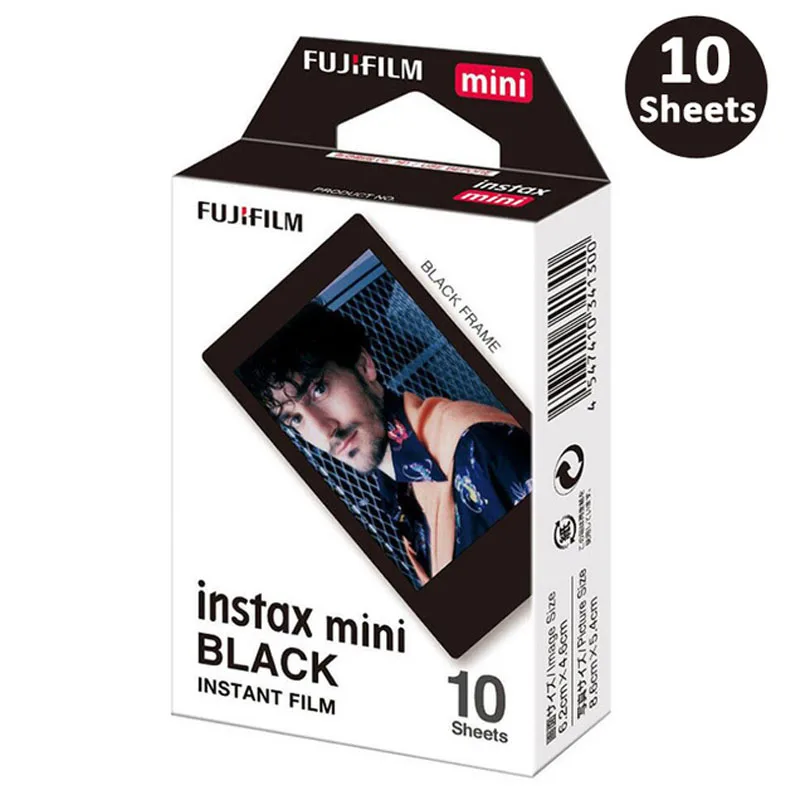 Fujifillm Instax Mini Black Frame Color Film 10/30/50 Sheets For Fujifillm Instant Mini 12,11, 9, 8 7s Camera For SP-1/2 Printer