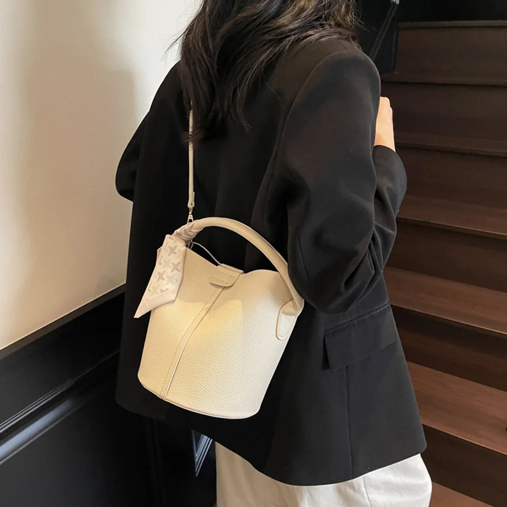 Women PU Leather Bucket Bag with Inner Pocket Mini Shoulder Messenger Bag Shoulder Handbags Purses for Work & Daily Use