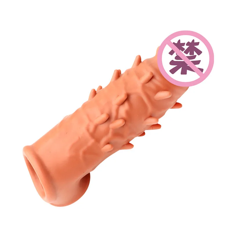 

Realistic Penis Sleeve Extender Large Reusable Penis Condom Delay Silicone Extension Sex Toy for Men Cock Enlarger Erotic Goods