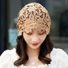 Beanies Hat Female Ethnic Style Flower Hat Hollow Single Layer Sleeve Cap Rhinestone Retro Women Dual-purpose Turban Hat Muslim 4