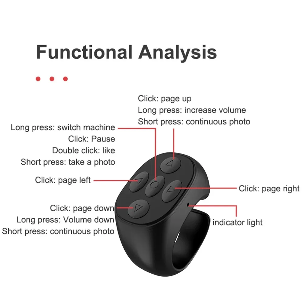 Bluetooth Remote Control Fingertip Selfie Video Controller for Mobile Phone