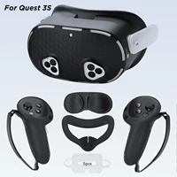 Silicone Cover Set for Oculus/Meta Quest 3S VR Headset Controller Grip Protective Cover Lens Cap Face Case Eye Mask Accessories
