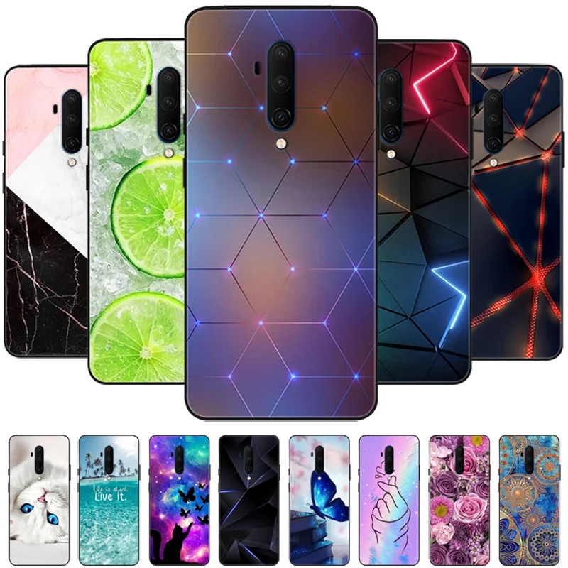 

For Oneplus 7 Pro Case Soft Black Silicone Bumper Butterfly Phone Cover for One Plus 7T Pro 7 T Cases Fundas Coque oneplus7T