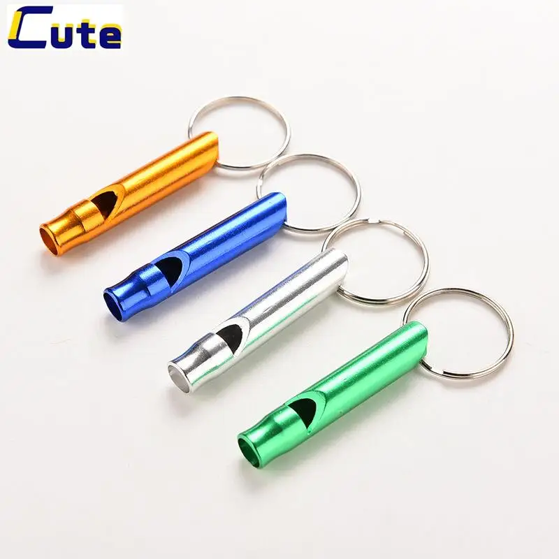   야외 생존 긴급 미니 크기 whi람에 대 한 키 체인 열쇠 고리와 1Pcs 야외 금속 다기능 휘파람 펜 던 트 