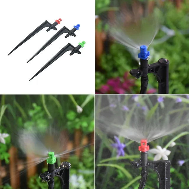 20pcs 180 360 Degree Rotating Micro Sprinkler G-Type Refraction Nozzle Threaded Barb Hanging Nozzle  For Garden Irrigation 6