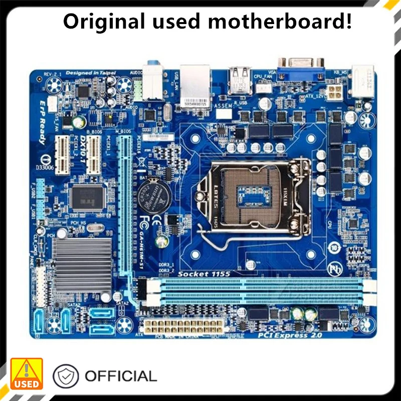 

H61 смартфон б/у настольная плата H61 слот LGA1155 DDR3 Материнская плата SATA2 USB2.0 Поддержка I3 I5 I7