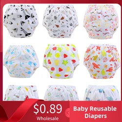 Baby Reusable Diapers Thickening Layer Waterproof  Cotton Diapers Breathable Training Underwear Cloth Pants Ecological Diapers