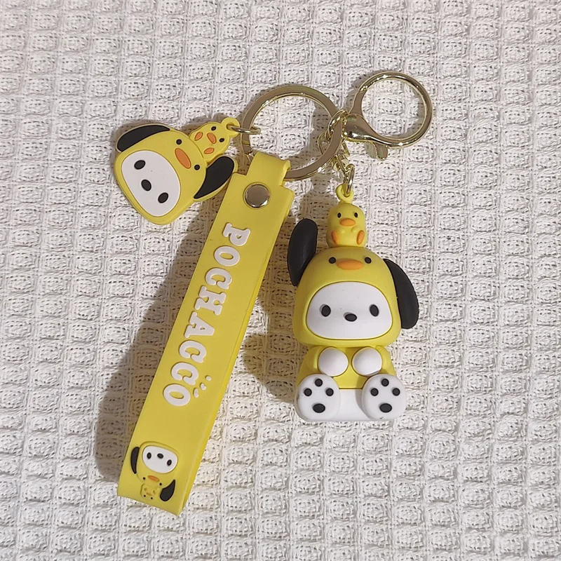 Key Chain Kawaii Sanrio Hello Kitty My Melody Kuromi Cinnamoroll Pompom Purin Pendant Keyring Cute Littletwinstars Toys