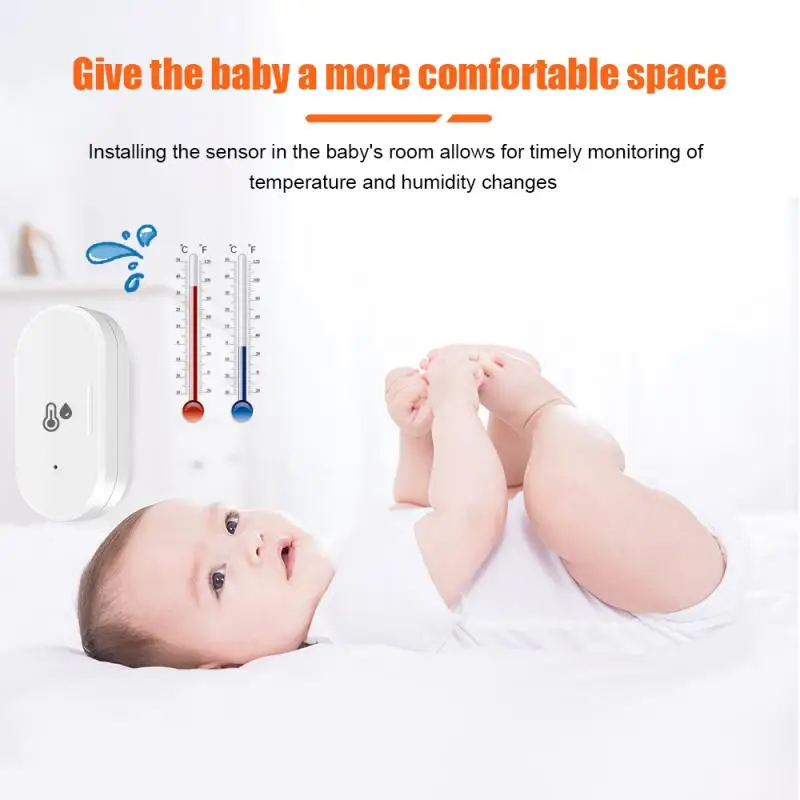 Temperature Humidity Sensor Temperature Humidity Meter 1Pcs Tuya ZigBee 3.0 Temperature Sensor Real-time Humidity Detector Portable Battery Powered Smart Home Alexa Google Home