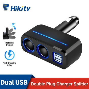 Hikity 차량용 듀얼 USB 고속 충전기, 각도 조절 가능, 아이폰, 삼성, 화웨이, 샤오미, 아이패드 12V, 60W 고속 충전 상품 이미지
