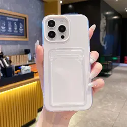 Candy Jelly Cute 2 - in - 1 Phone Case with Card Holder - Protective Cover for iPhone 15 (Clear)