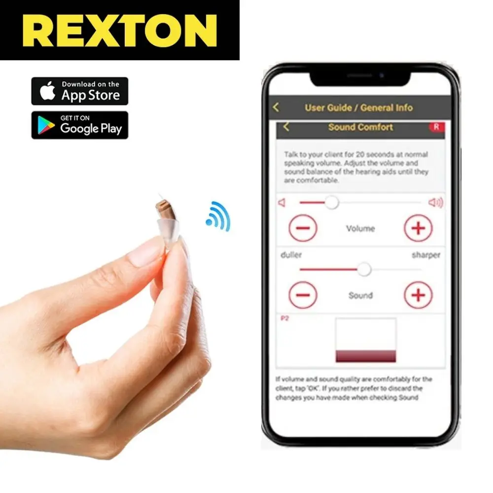 Rexton Inox Super Invisible Hearing Aids CIC Digit 8 Channel Hearing Aid App Adjustable Ear Aid Mild to Moderate Deafness hearing aid