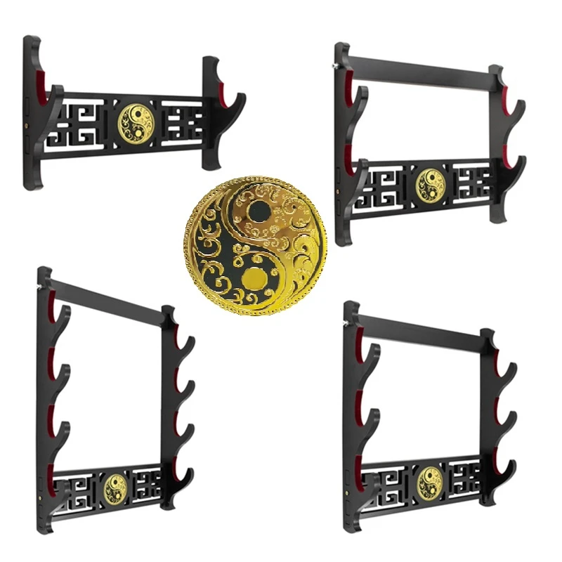 Supporto Per Spada Supporto Da Parete Supporto Per Katana Imbottito In Velluto Espositore Per Spada Samurai-Taichi 1/2/3/4 Tier