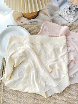 2025 New Plus Size Women's High Waisted Panties Cotton Antibacterial Underwear Breathable Seamless Panty with Cotton Gusset 1