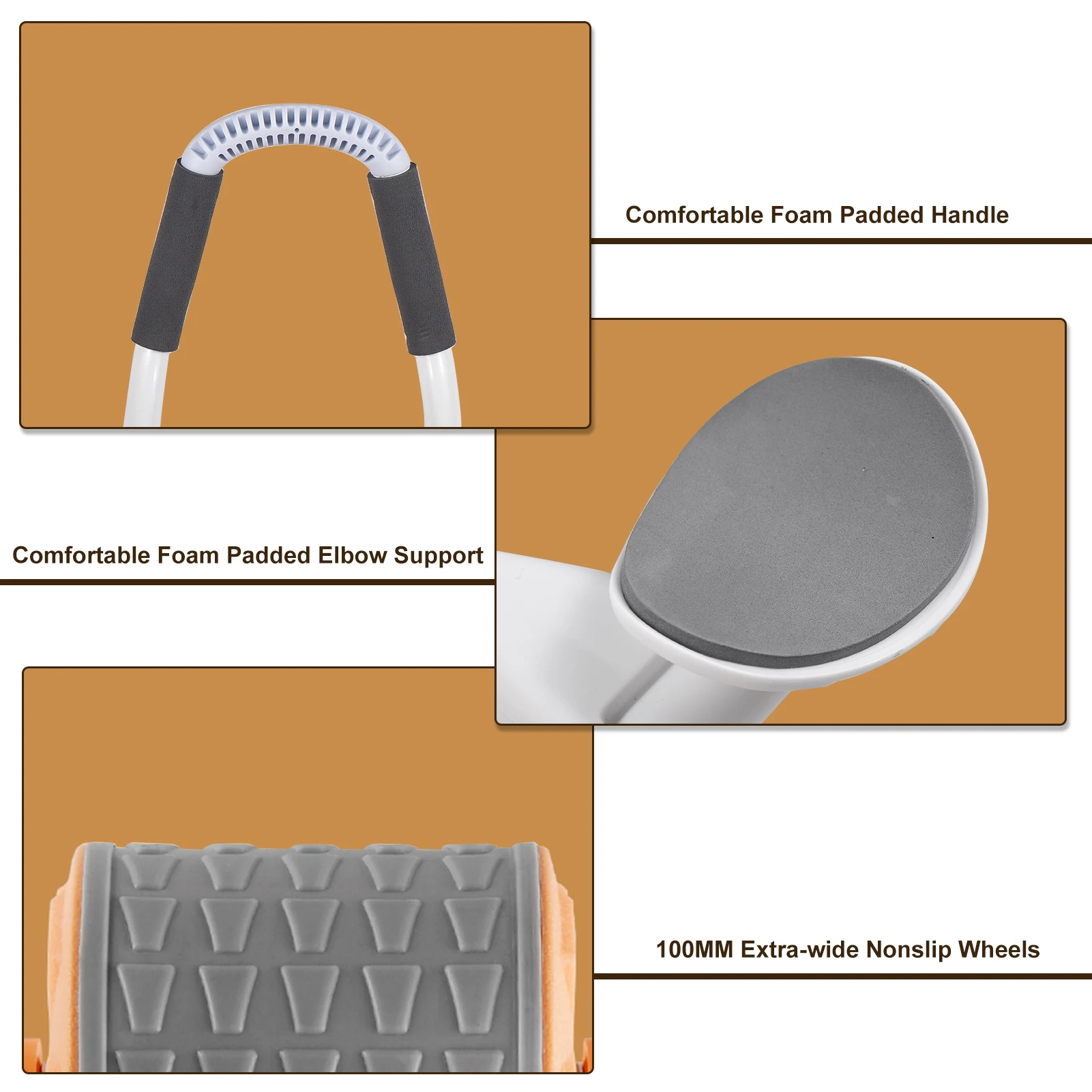Ab Roller Wheel with Elbow Support Rebound Abdominal Roller Knee Pad